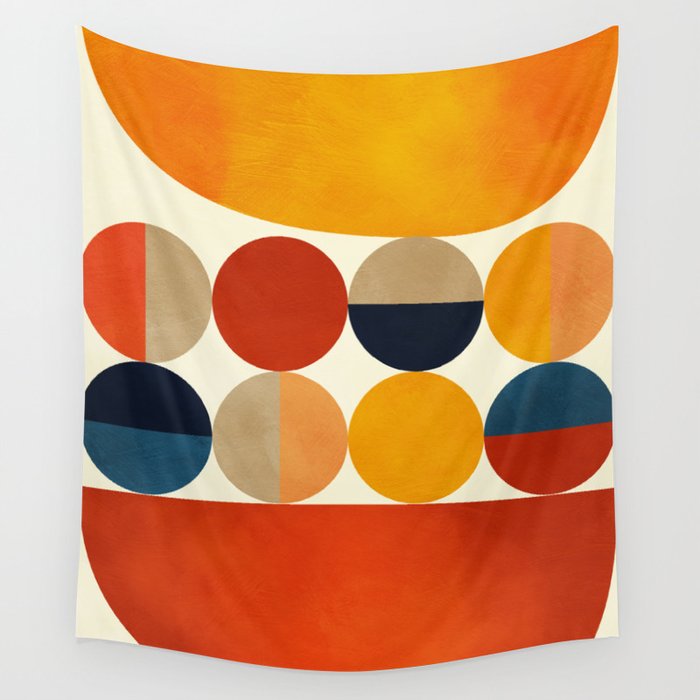 mid century abstract geometric Wall Tapestry