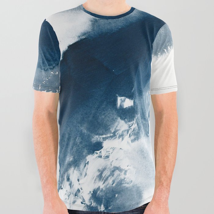 Building the Universe:  A minimal abstract acrylic painting in blue and white by Alyssa Hamilton All Over Graphic Tee