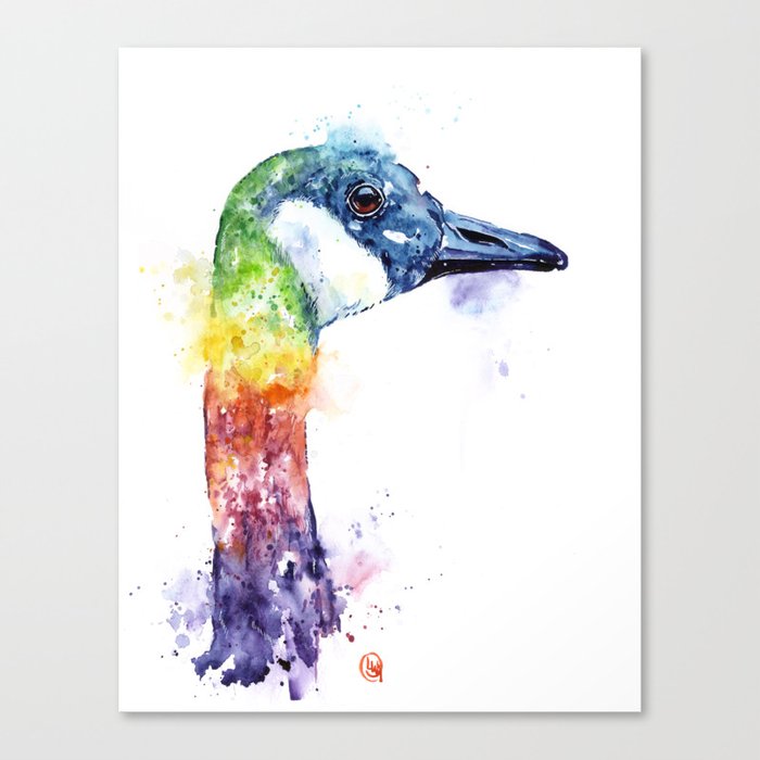 Canada Goose Colorful Watercolor Painting Canvas Print By