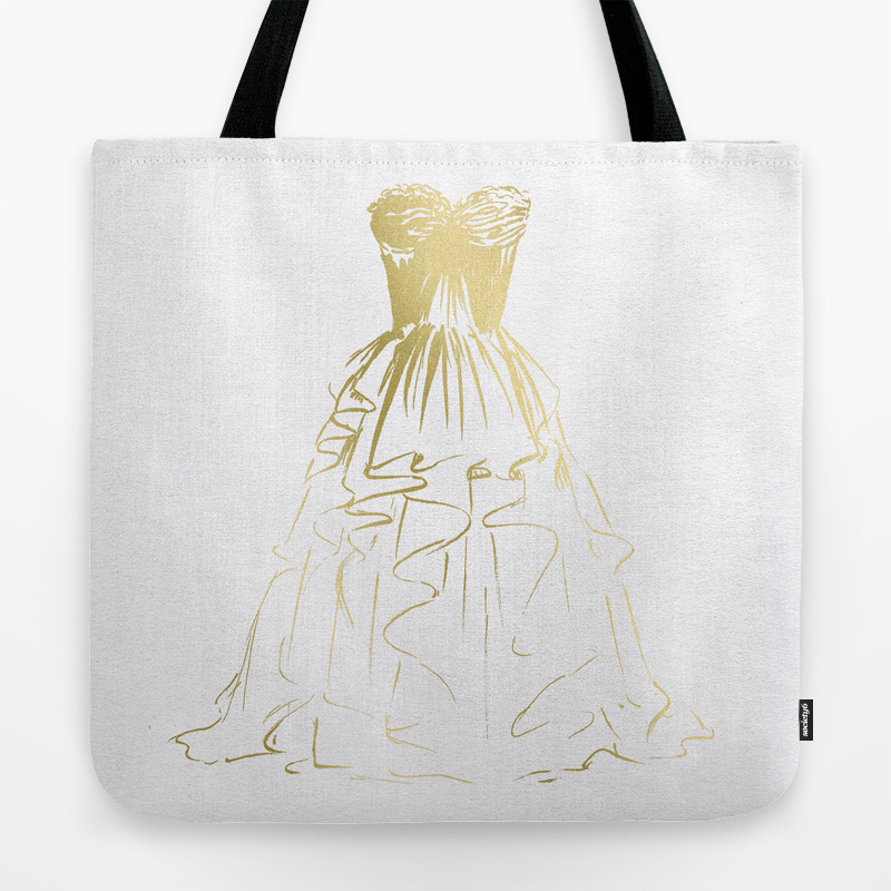 Little Gold Ball Gown Dress Tote Bag Little Gold Ball Gown Dress Tote Bag
