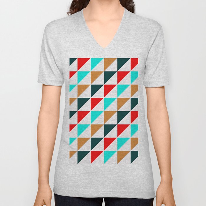 Abstract Geometric Christmas Pattern 04 V Neck T Shirt