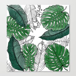 Tropical banana and leaves Canvas Print