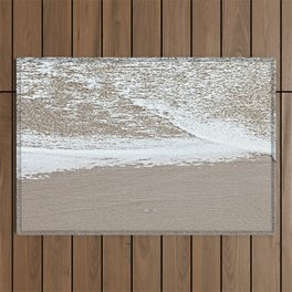 Ebbing Wave Foam Sand Texture Beach Minimal Closeup Outdoor Rug