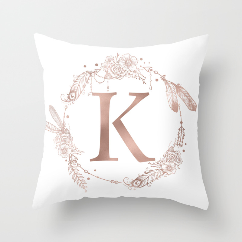 Letter K Rose Gold Pink Initial Monogram Throw Pillow By Naturemagick Society6