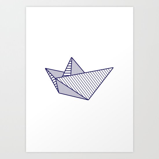 Fune, navy lines Art Print