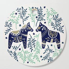 Swedish Dala Horse – Navy & Mint Palette Cutting Board