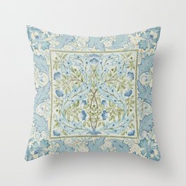 William Morris Wilhelmina Melsetter Indigo Light Blue Floral Throw Pillow
