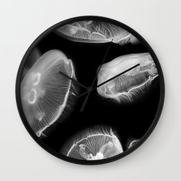 Jellyfish Photography | Wildlife Art | Nature | Black and White Photography Wall Clock