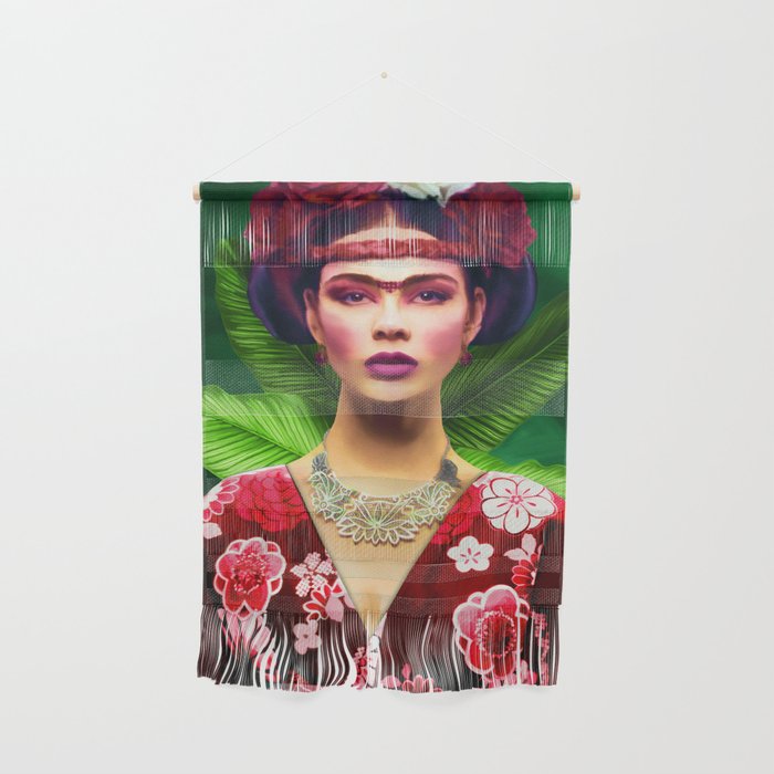 Classic digital oil painting of Asian women with traditional clothing and flowers in her hair Wall Hanging