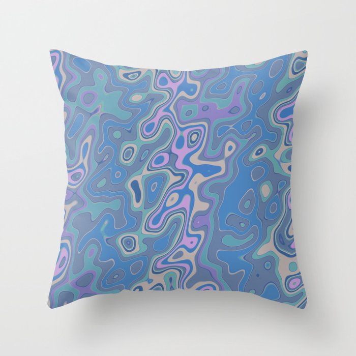 Funky violet blue liquid shapes Throw Pillow