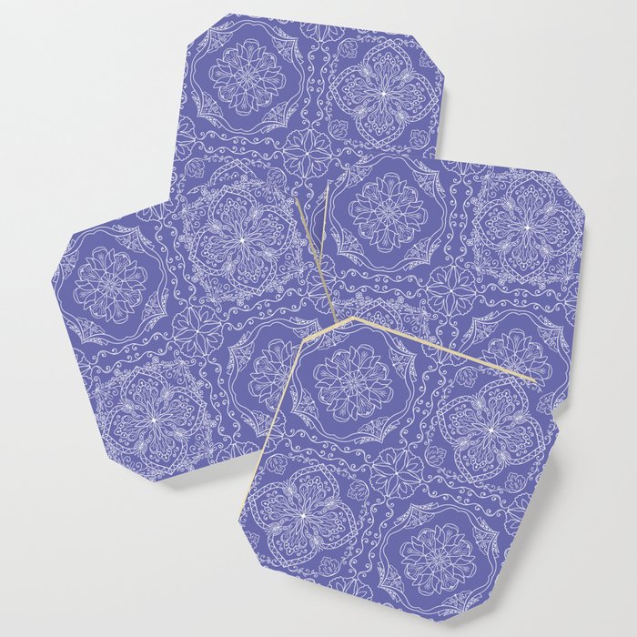 Boho Very Peri Purple Flourish Tiles Coaster