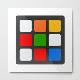 flat rubiks cube Metal Print | Cube, Flat, 80S, 90S, Rubiks, Puzzle, Toy, Retro, Digital, Graphicdesign 