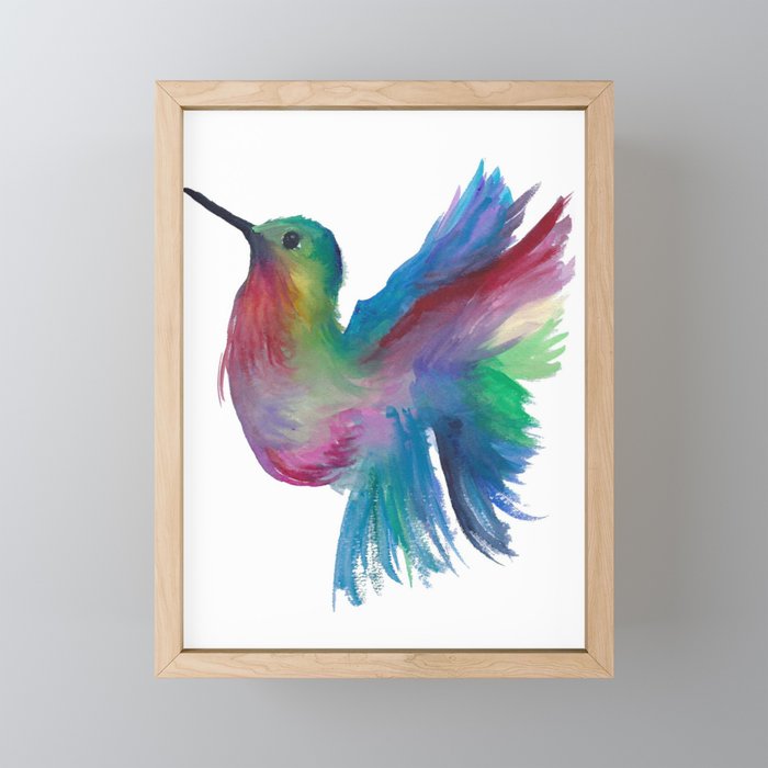 Watercolor Hummingbird Framed Mini Art Print