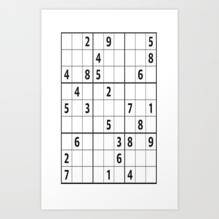 sudoku series hard level mono art print by artbecomesher2 society6