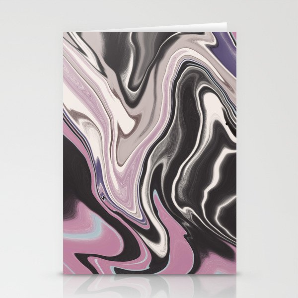 Purple and black liquify marble Stationery Cards