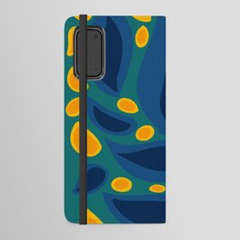 Abstract blue and yellow leaves pattern minimal Android Wallet Case