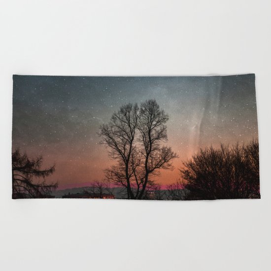Starry Norwegian winter night Beach Towel