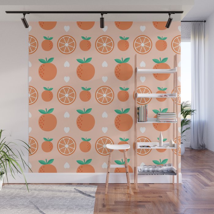 Summer Orange Heart Happy Collection Wall Mural
