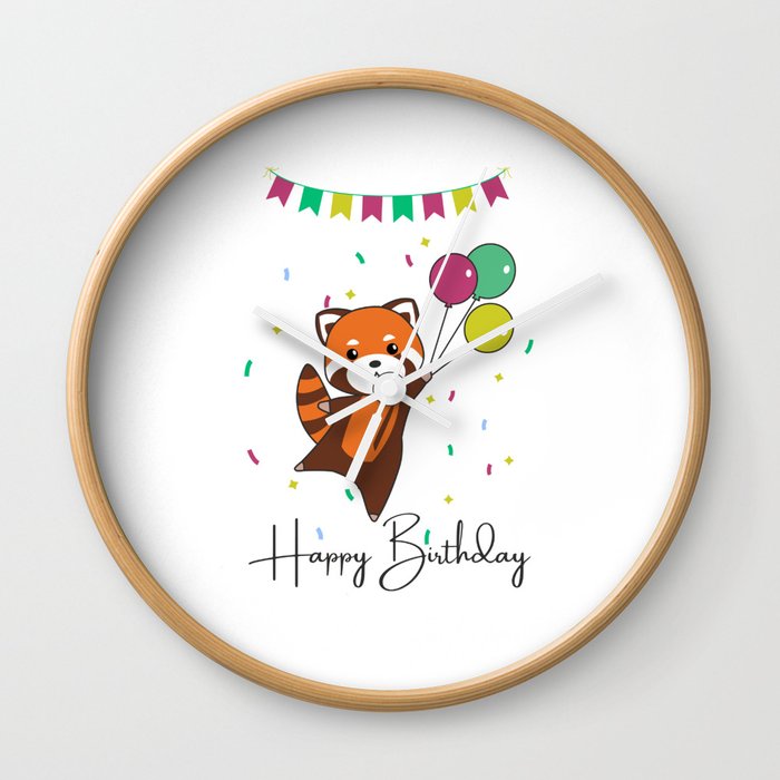Red Panda Wishes Happy Birthday To You Red Panda Wall Clock