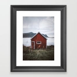 Red Cabin Framed Art Print | Cabin, Scandinavia, Landscape, Hut, Color, Travel, Lofoten, Red, House, Countryside 