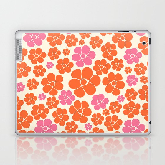 Flower Pattern - Pink, Orange and Cream Laptop & iPad Skin