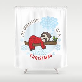 Sloth dreaming of a White Christmas Shower Curtain