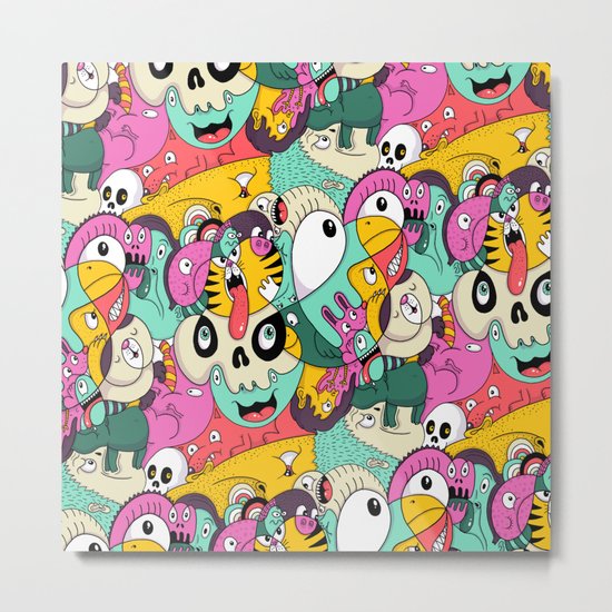 Scribble Guys Pattern Metal Print