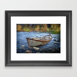 Canoe on a Wilderness River in Autumn Framed Art Print