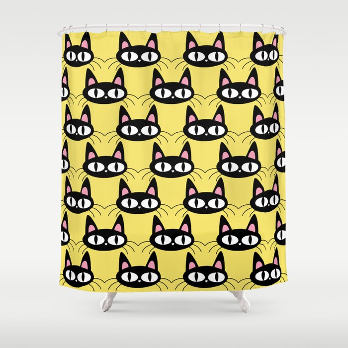 Cute Black Cat Pattern Shower Curtain