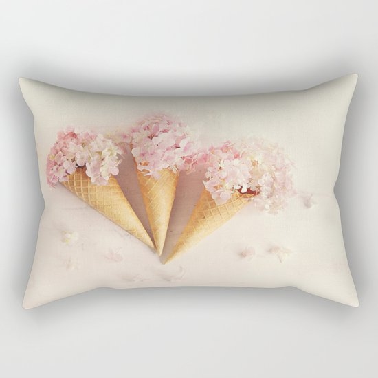 fresh flowers in ice cream cone Rectangular Pillow