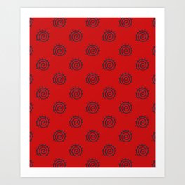 Red and Blue Spiral Pattern Art Print