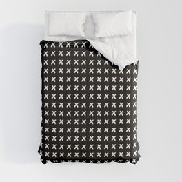 Black  pattern with white crosses Duvet Cover