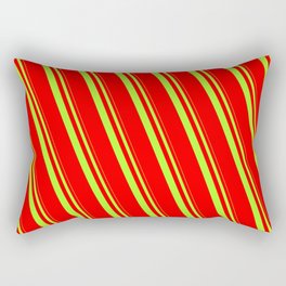 [ Thumbnail: Light Green and Red Colored Stripes Pattern Rectangular Pillow ]