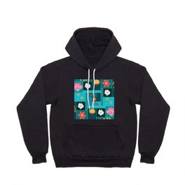 Turquoise, baby blue and flower pattern Hoody