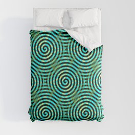 Blue Green Spirals Pattern Comforter