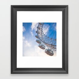 Great Britain Photography - London Eye Under The Blue Cloudy Sky Framed Art Print