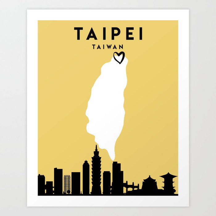 TAIPEI TAIWAN LOVE CITY SILHOUETTE SKYLINE ART Art Print