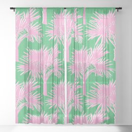 70’s Retro Palm Springs Pink on Kelly Green Sheer Curtain