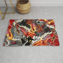 Music Jazz Colorful Musical Instruments Rug