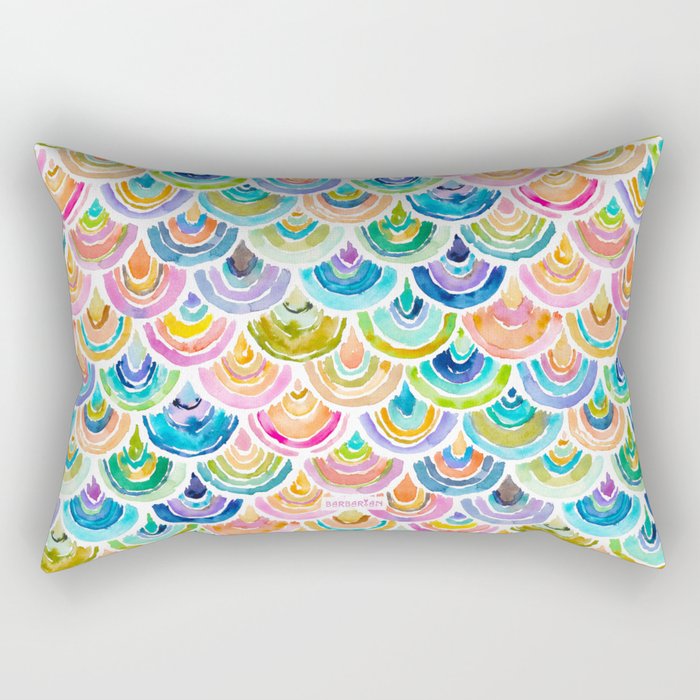 STRANGEBOW Rainbow Mermaid Scallop Rectangular Pillow