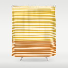 Natural Stripes Modern Minimalist Colour Block Pattern Mustard Orange Ochre Cream Shower Curtain