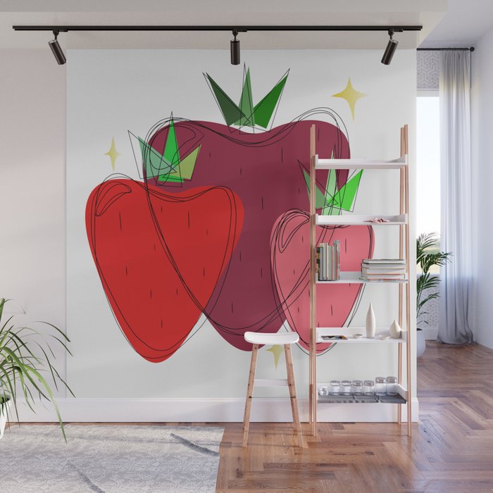 Sparkly Strawberries Wall Mural