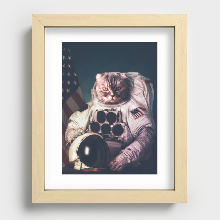 Beautiful cat astronaut Recessed Framed Print