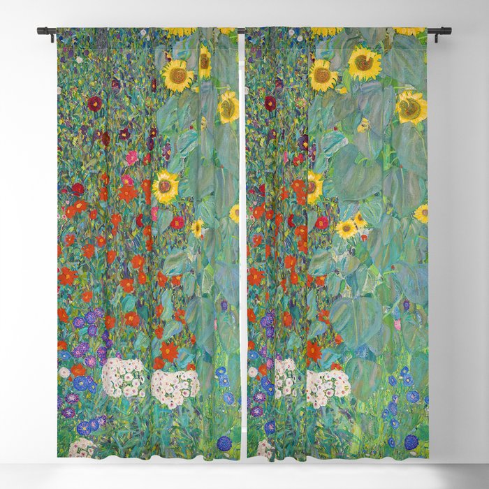 Gustav Klimt - Country Garden with Sunflowers Blackout Curtain