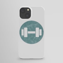 Dumbbell weights vintage blue circle iPhone Case