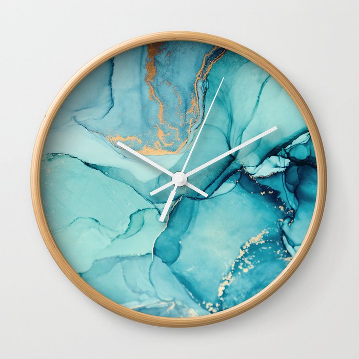 Abstract Turquoise Art Print By LandSartprints Wall Clock