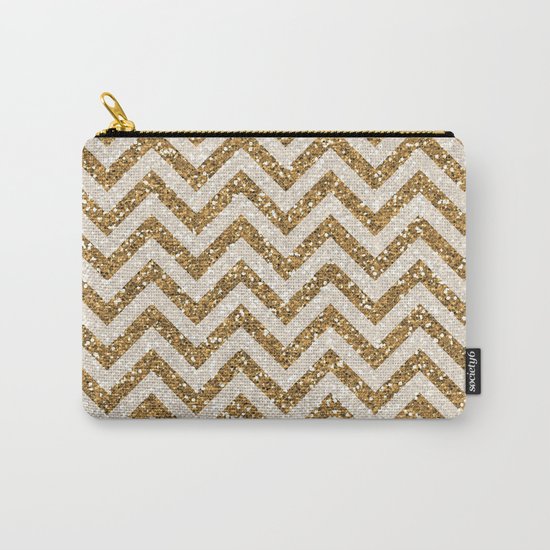Sparkling gold glitter chevron pattern Carry-All Pouch