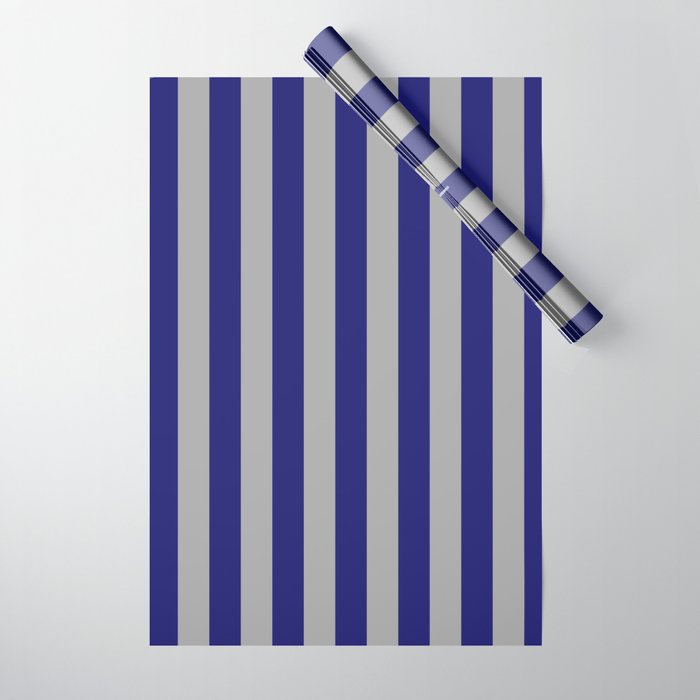 Dark Gray & Midnight Blue Colored Lines Pattern Wrapping Paper