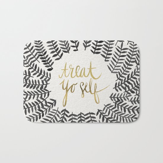 Treat Yo Self – Black & Gold Bath Mat