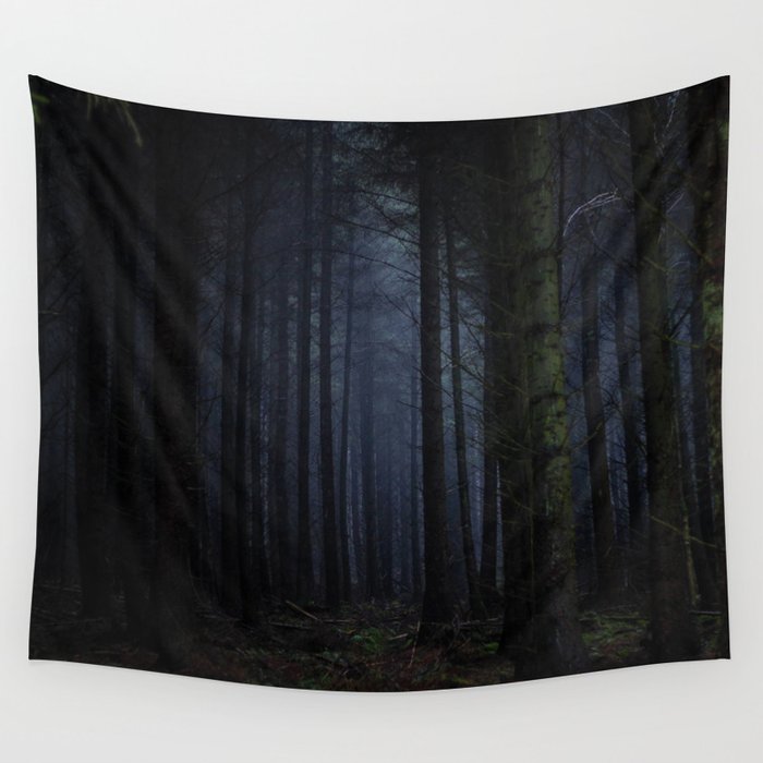 The Dark & Eerie Woods (Color) Wall Tapestry by NoColorDesigns | Society6